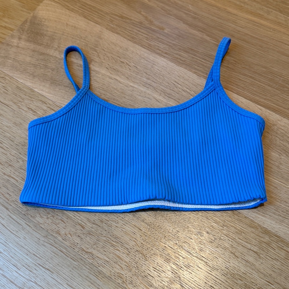Year of Ours Blue Ribbed Bra